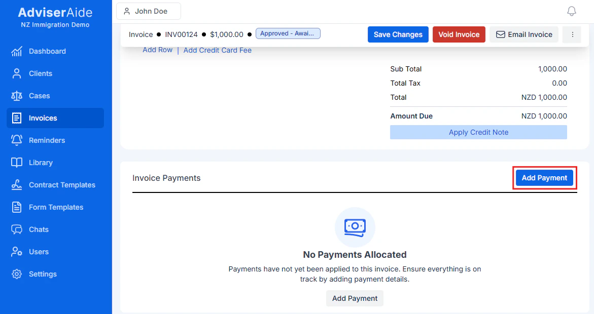 Add Payment button