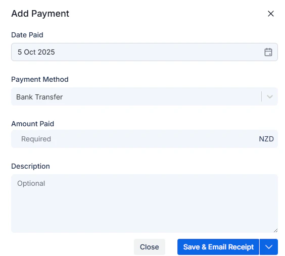 Add Payment form