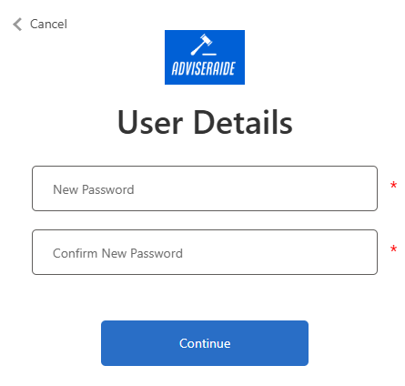 Password setup page