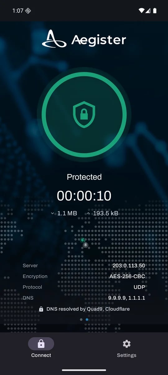 Dettagli della connessione