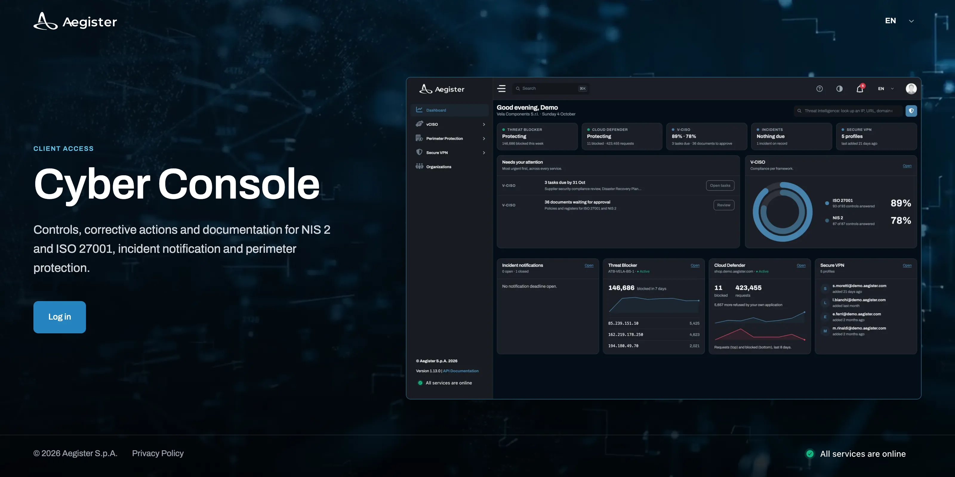 Cyber Console home page