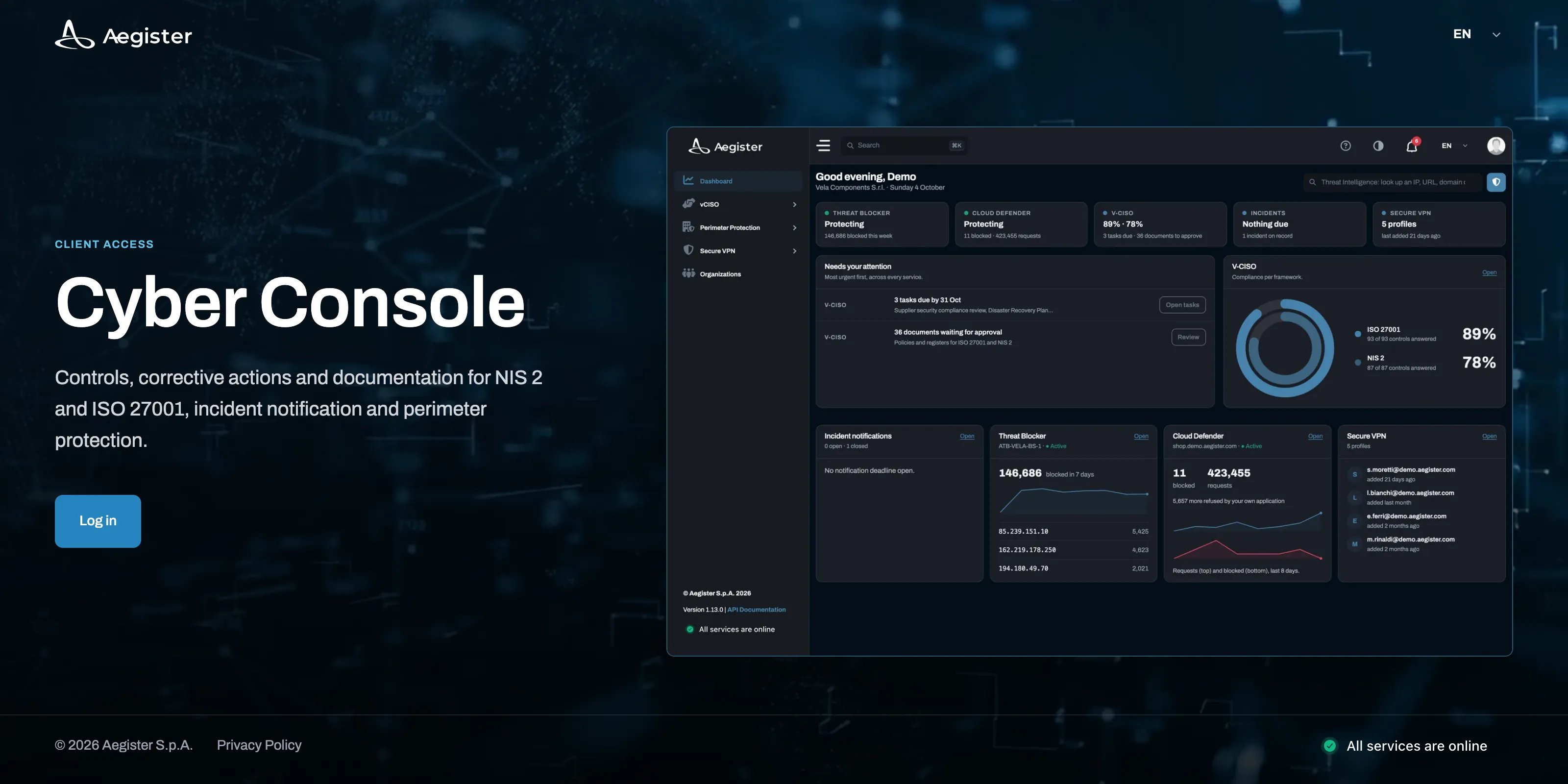 Cyber Console home page