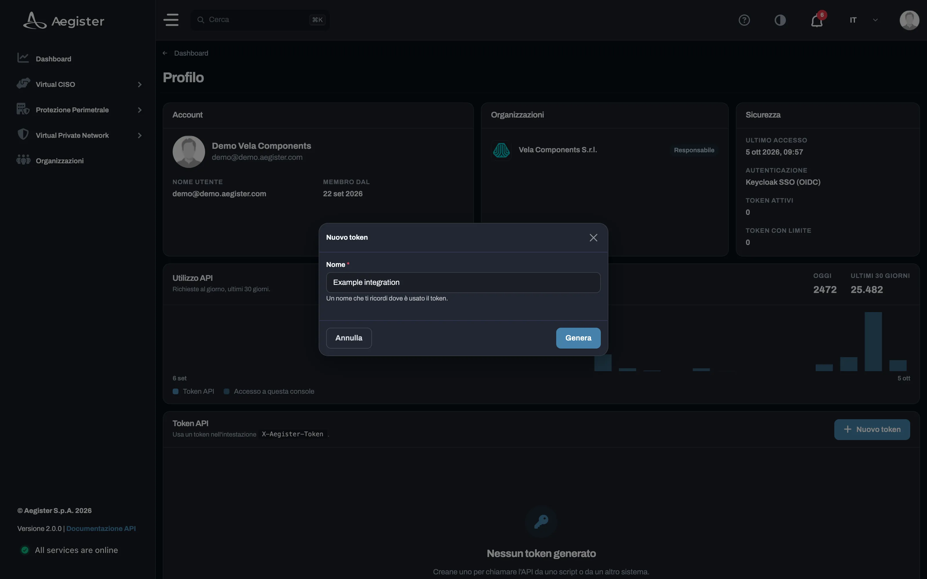 Genera nuovo token