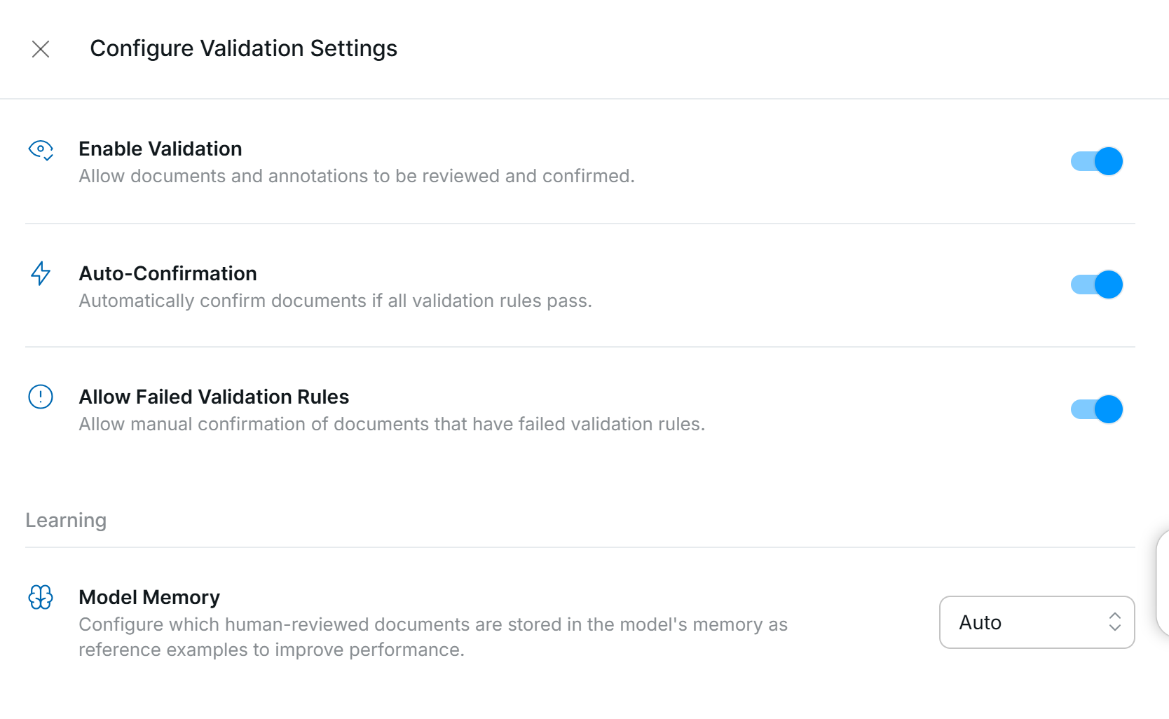 Validation Settings