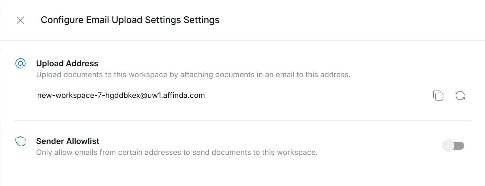 Email Upload Settings