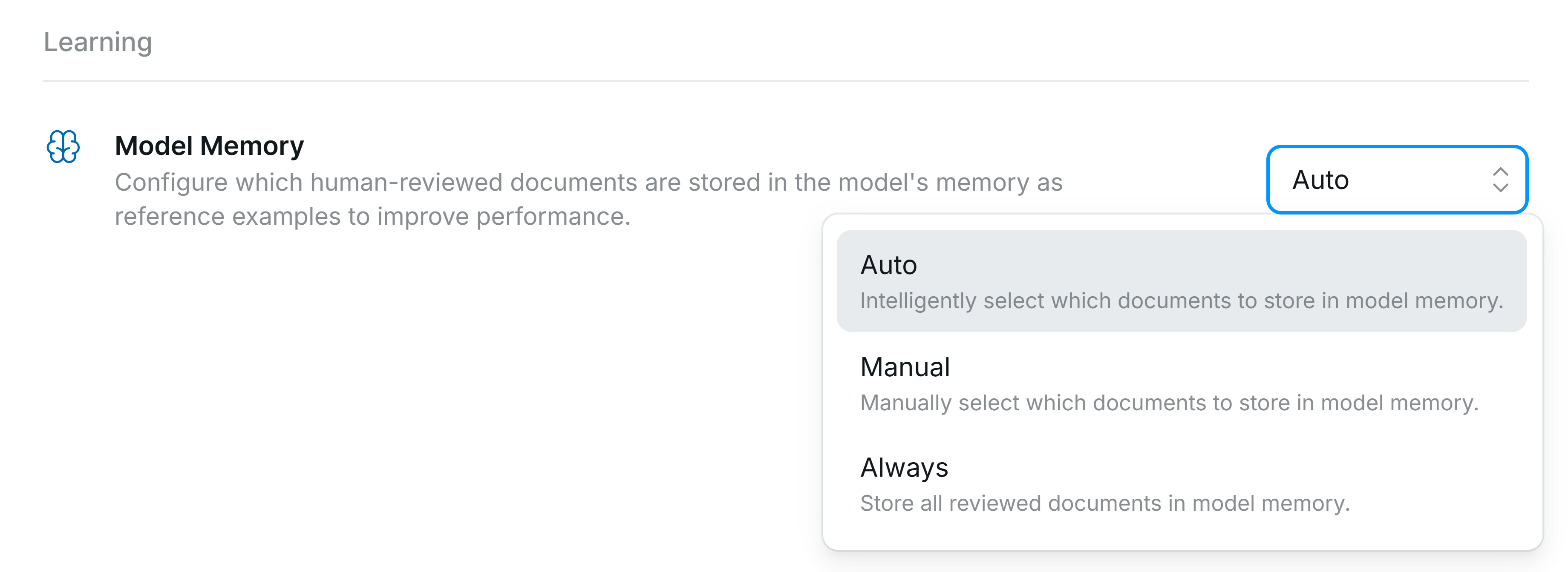 Model Memory Settings