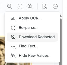 Exporting redacted file