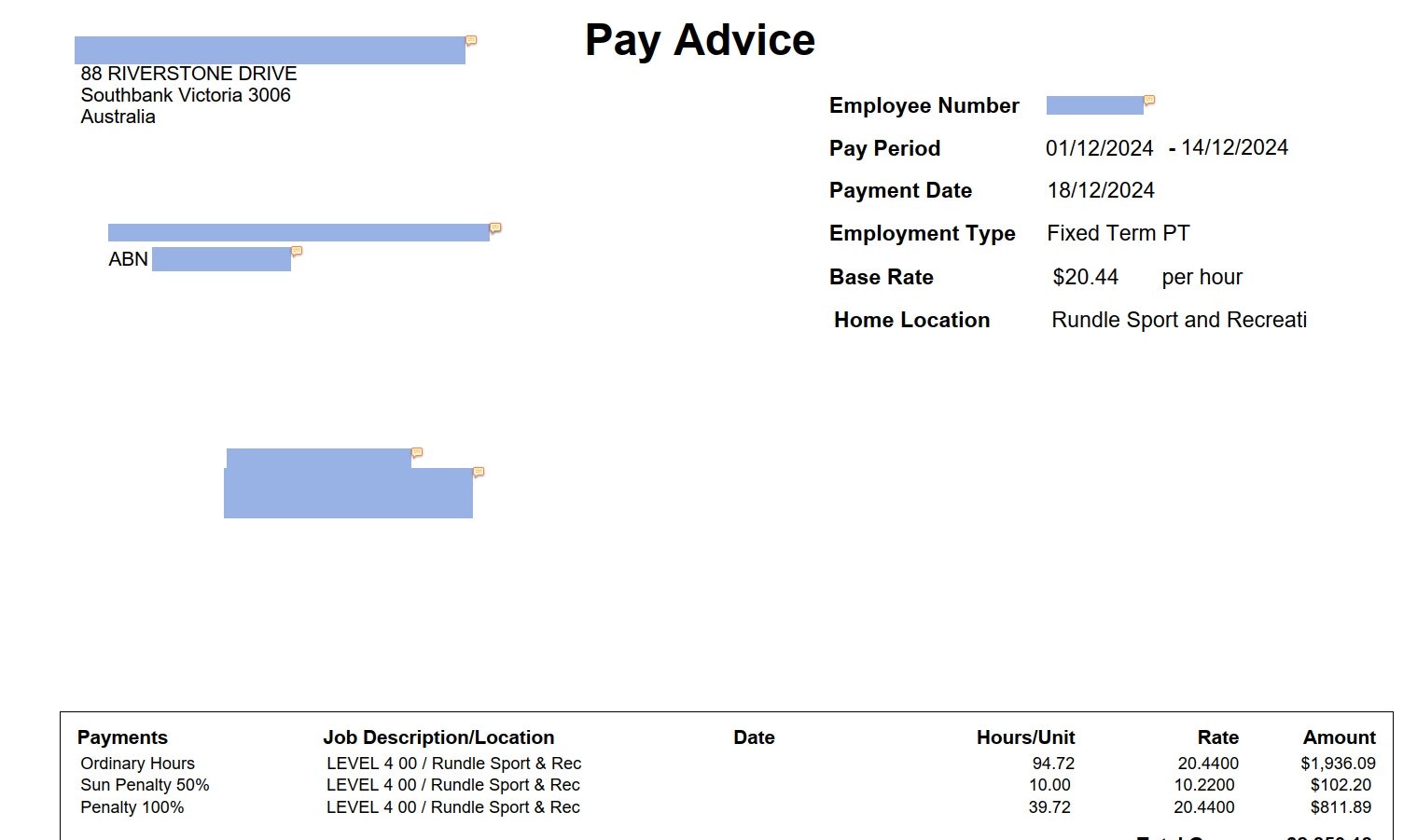 Redacted Document example
