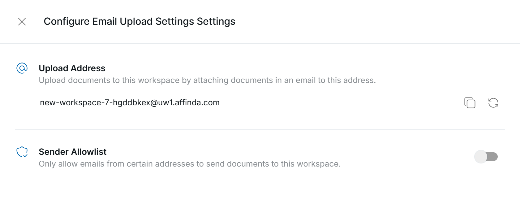 Email Upload Settings