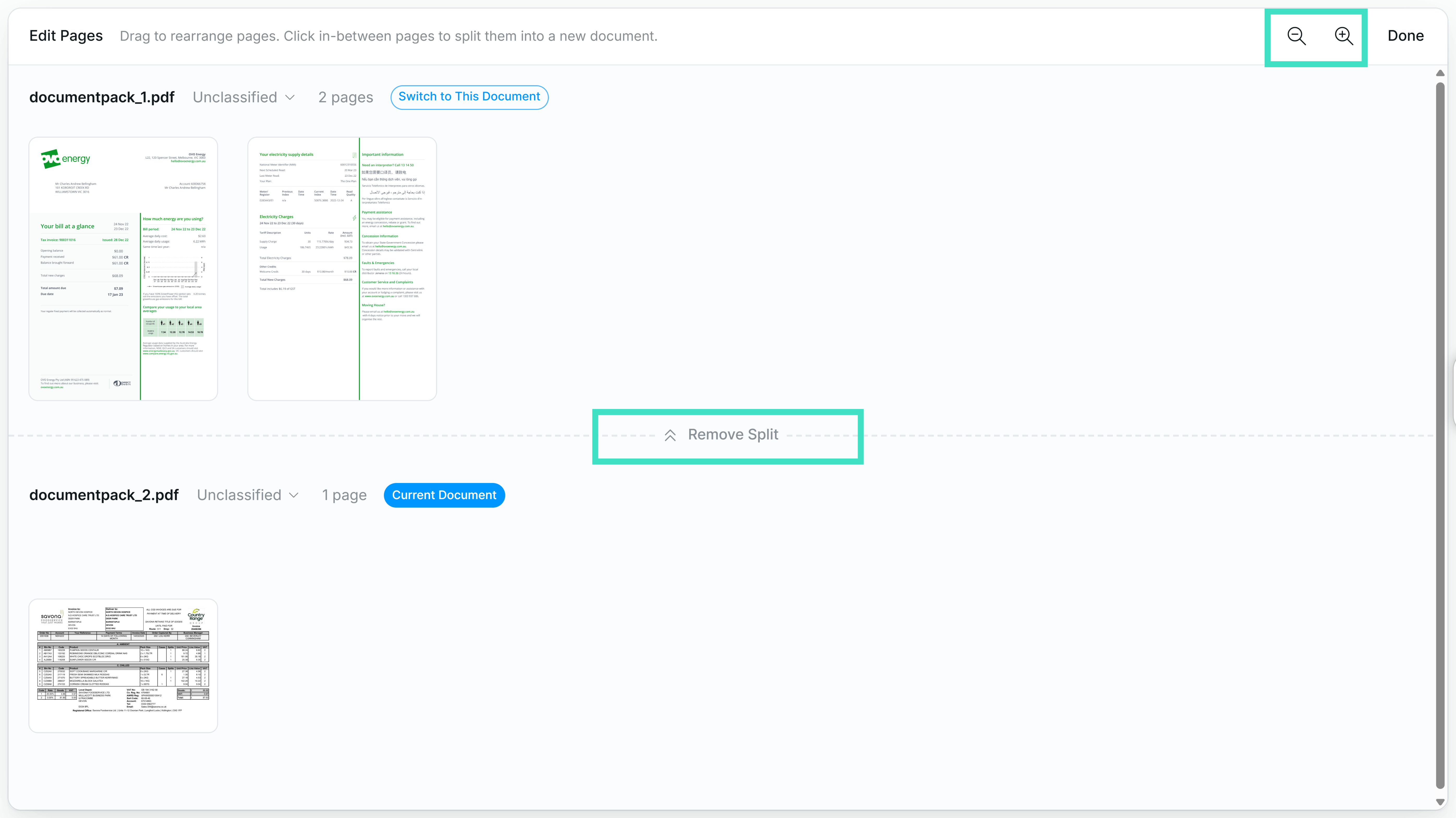 Splitting Interface