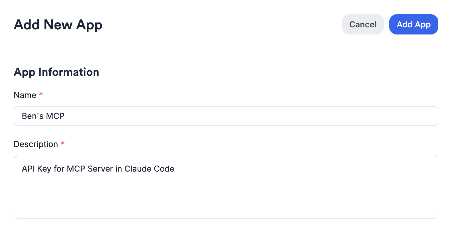 Add New App dialog in Affinity Settings