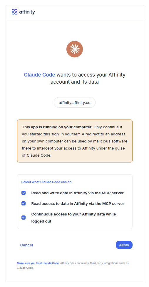 Authentication - Affinity Developer Documentation