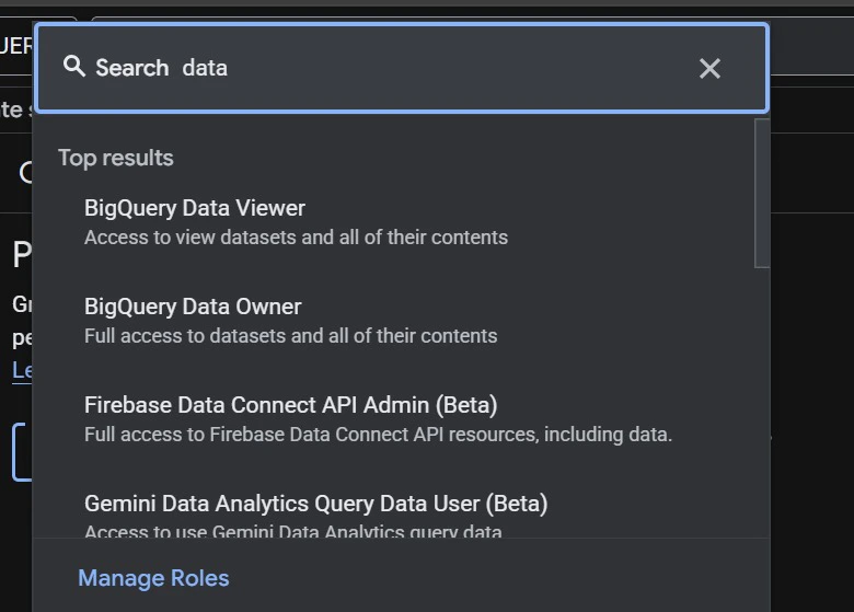 BigQuery service account role assignment