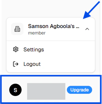 Settings page tab bar and header