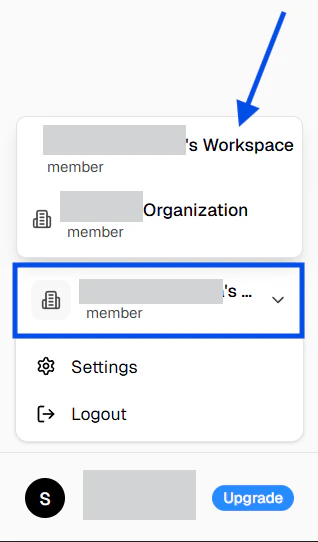 Sidebar organization selector