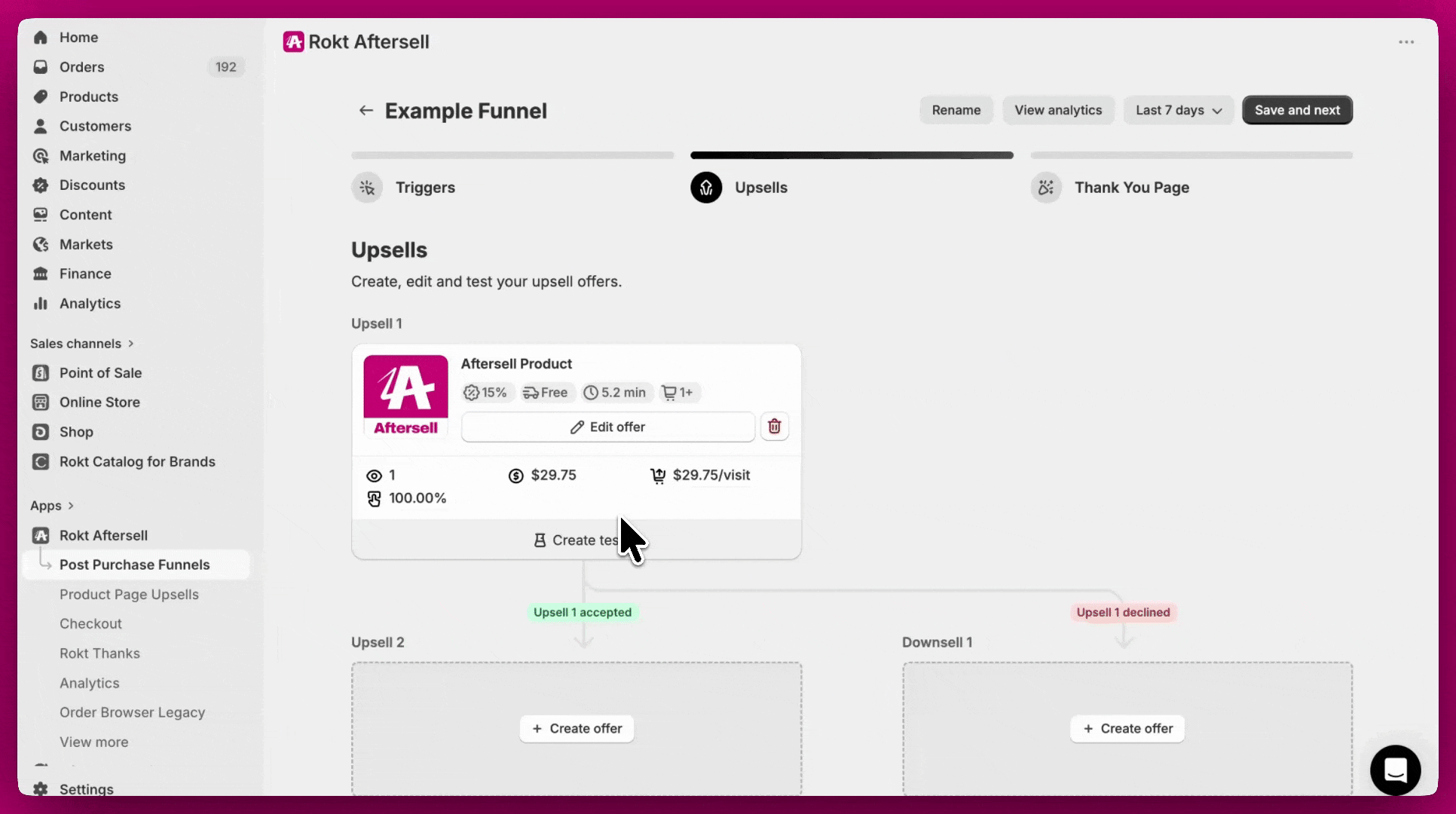 Funnel editor Language dropdown switching an offer from English to Spanish