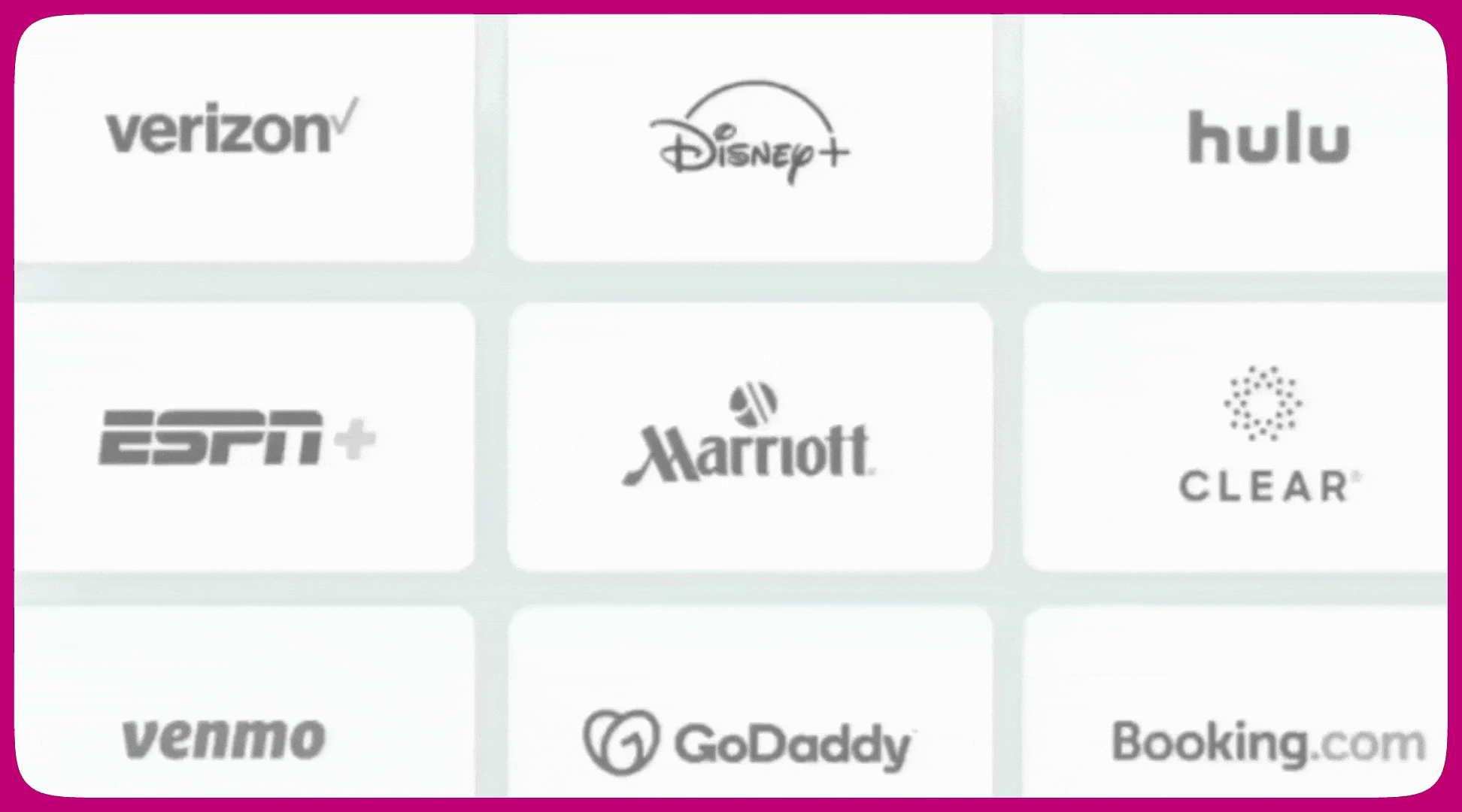 Grid of Rokt Thanks advertiser logos including Verizon, Disney+, Hulu, ESPN+, and Marriott