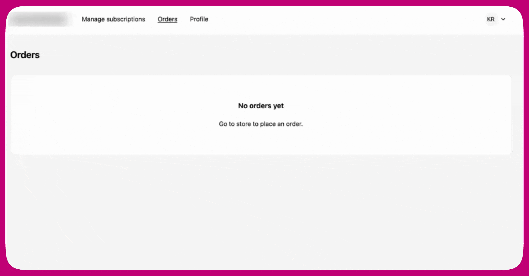 Logged-in customer account view after signing in with Shop
