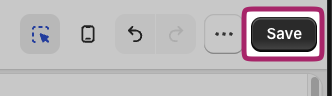 Save button highlighted in the Shopify checkout editor toolbar