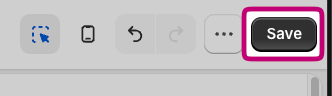 Botón Save resaltado en la barra de herramientas del editor de checkout de Shopify