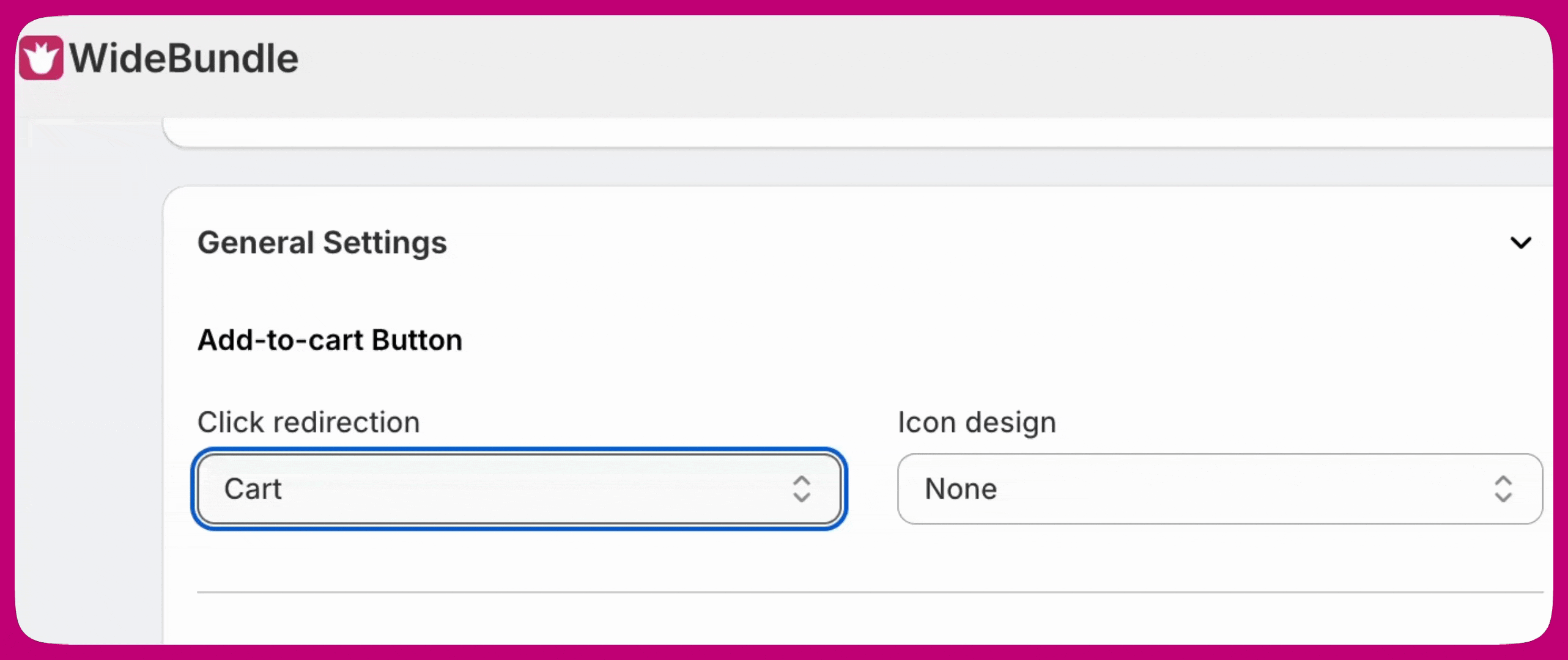 WideBundle Add-to-cart Button setting with Click redirection set to Side Cart