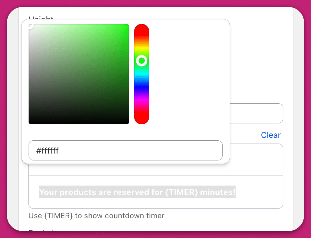 Color picker open for styling text in the announcement text editor