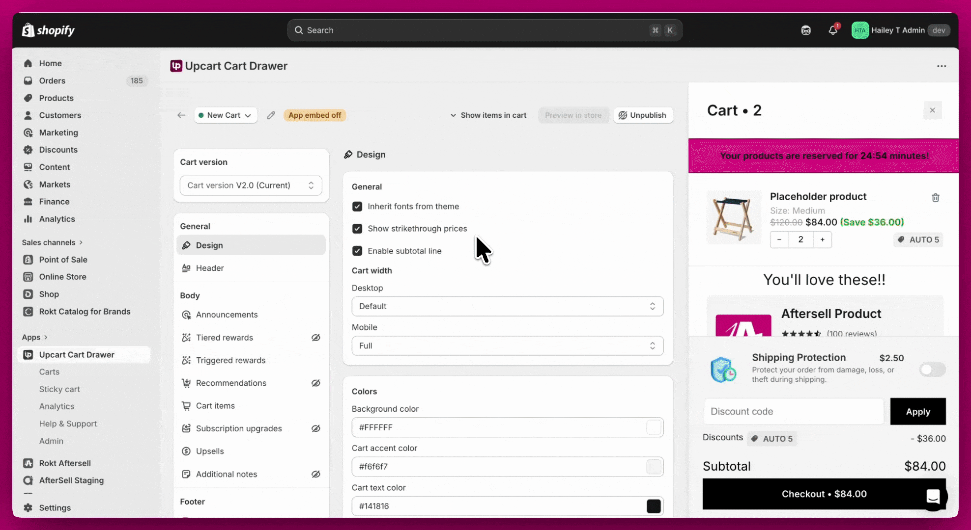 Shopify Themes page showing the live theme and a draft theme in the library