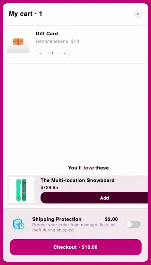 Mobile Upcart cart drawer scrolling sideways to reveal unwanted white space on the right