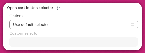 Upcart Open cart button selector dropdown set to Use default selector