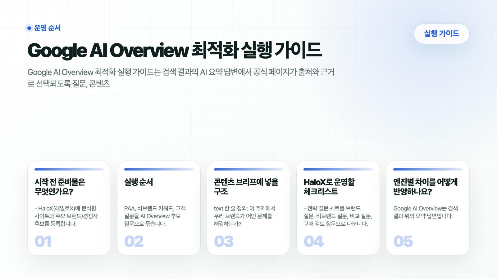 Google AI Overview 최적화 실행 가이드 - HaloX Docs