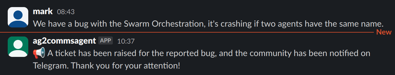 Slack message