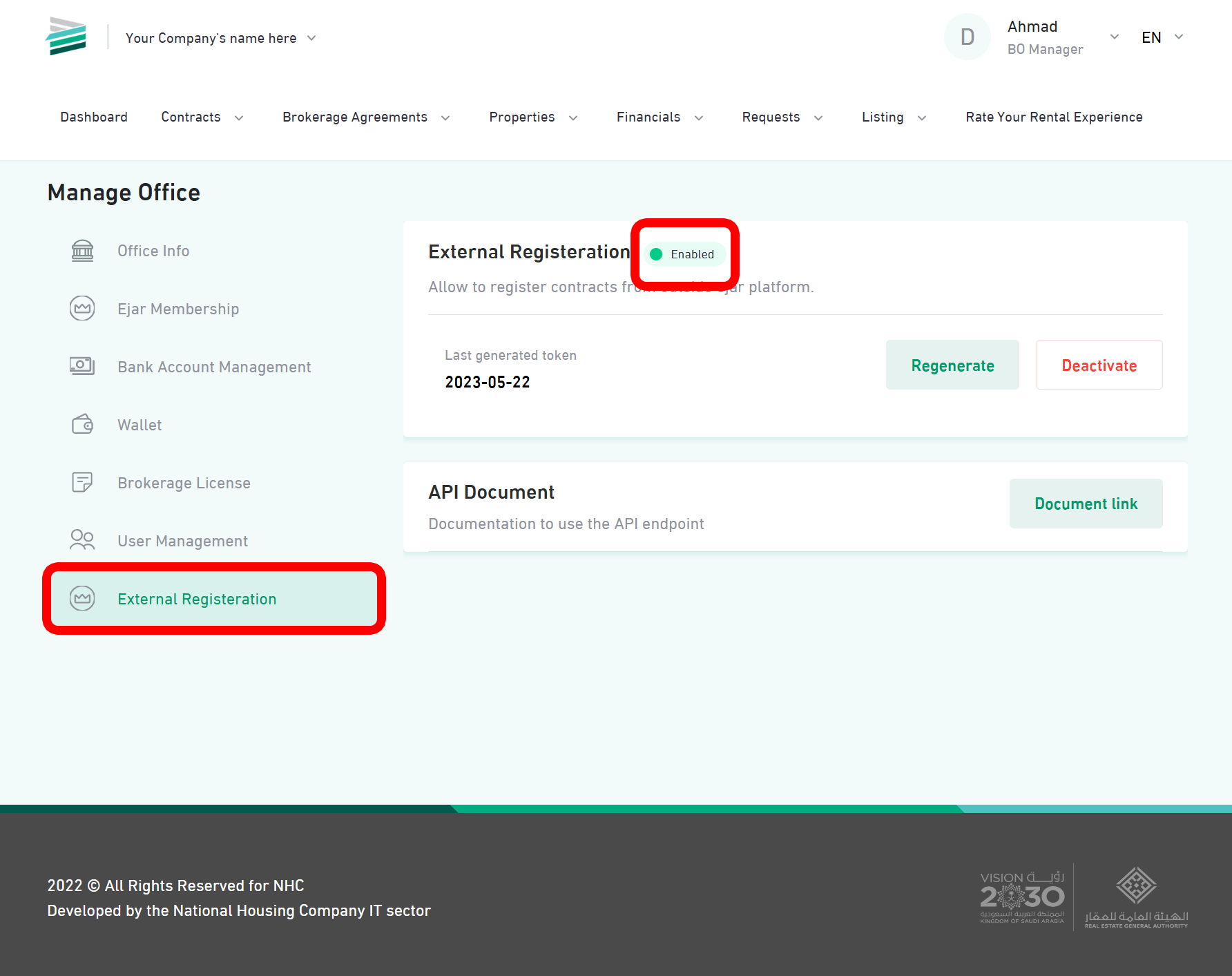 Create External Registration