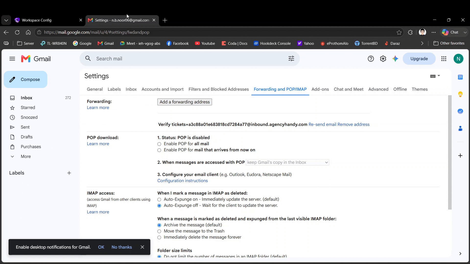 Gmail Forward a copy of incoming mail option