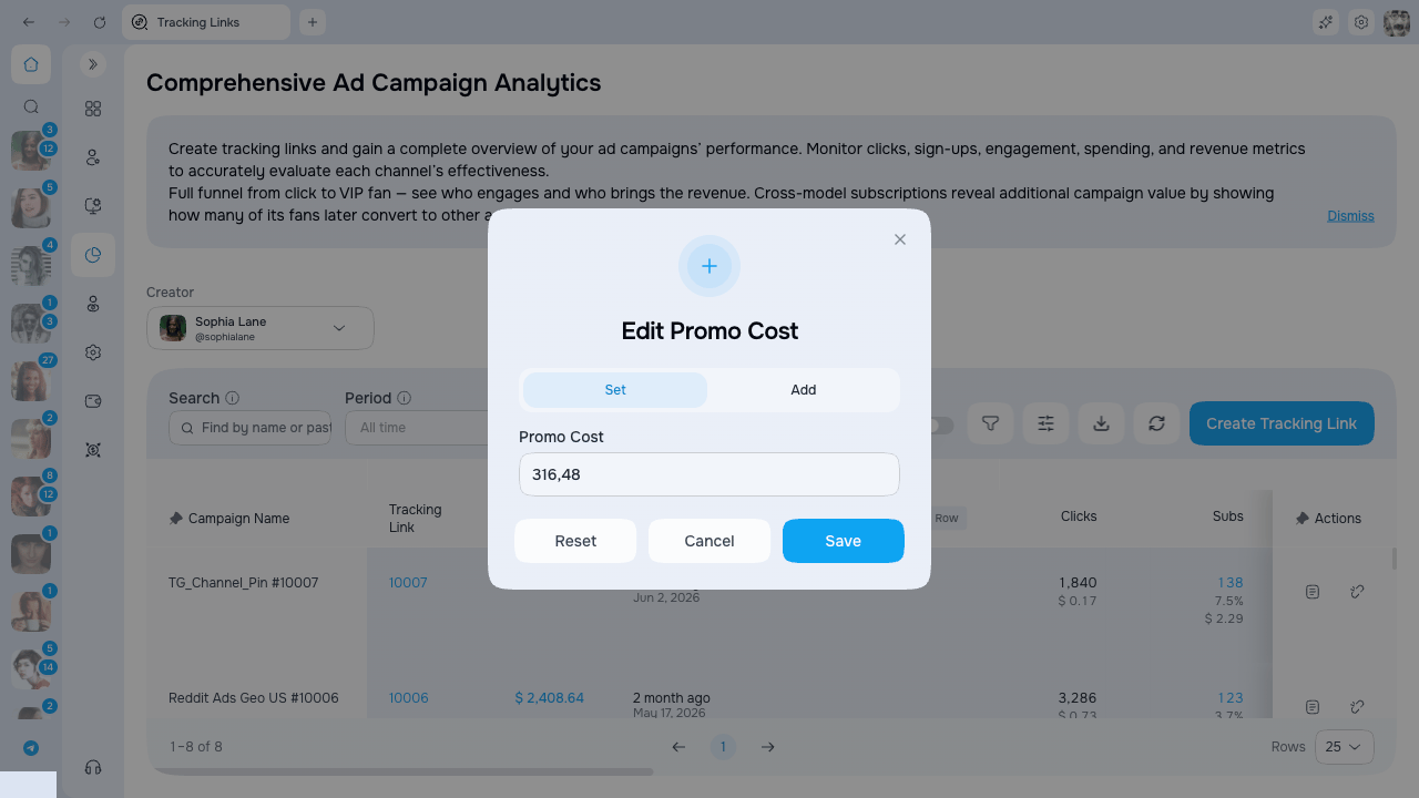 Editing campaign Spend