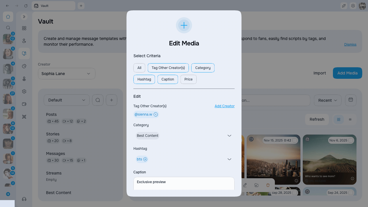Vault Media Details with editable metadata