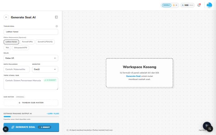 Formulir Generate Soal AI