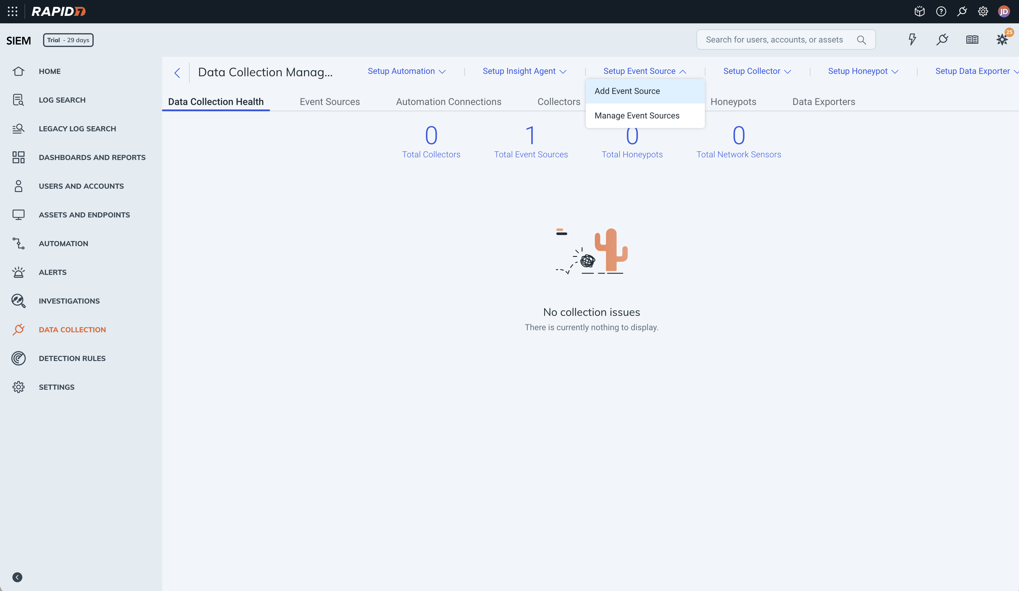 Rapid7 InsightIDR add event source flow for Beacon endpoint telemetry.