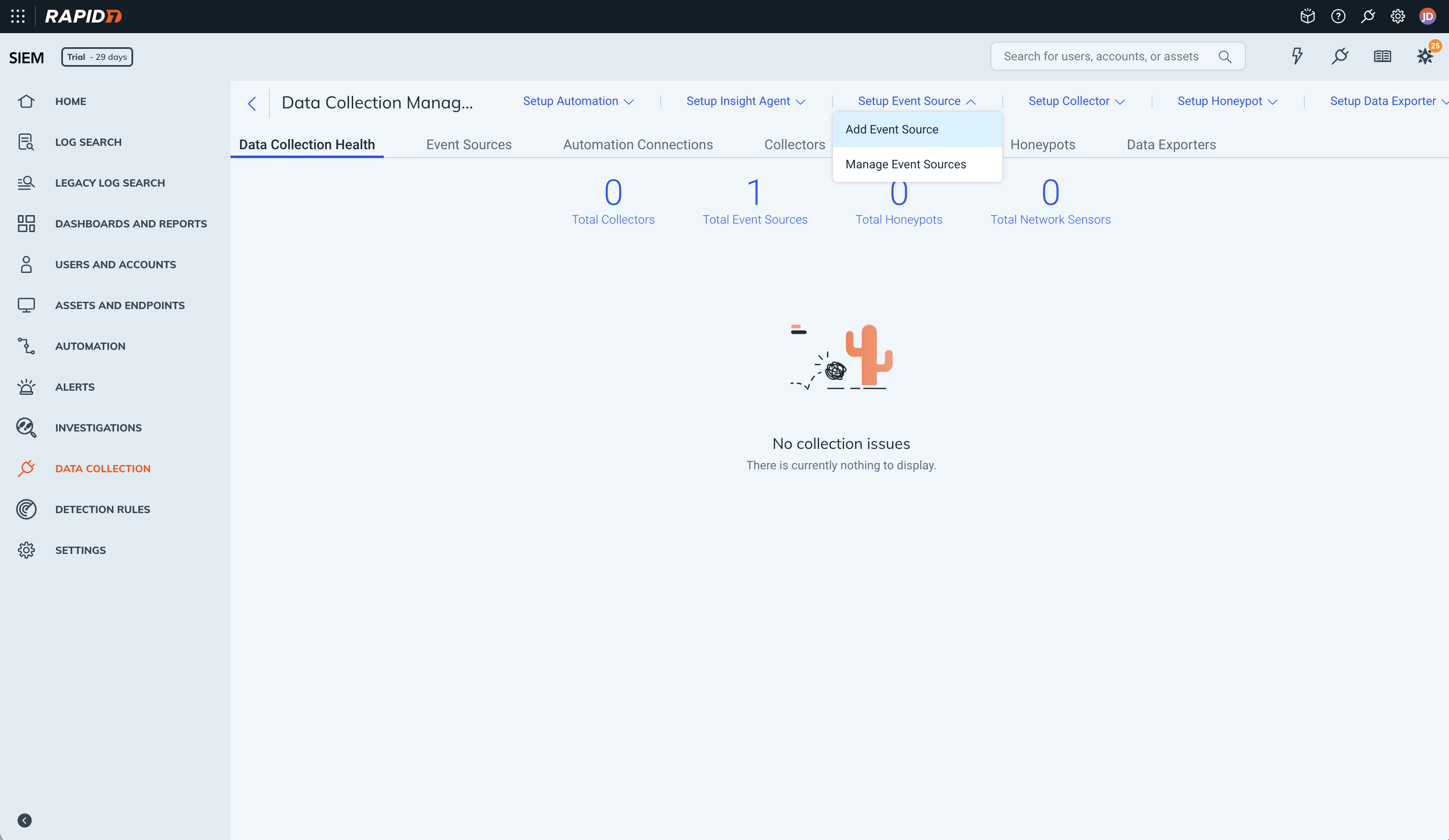 Rapid7 InsightIDR add event source flow for Beacon endpoint telemetry.