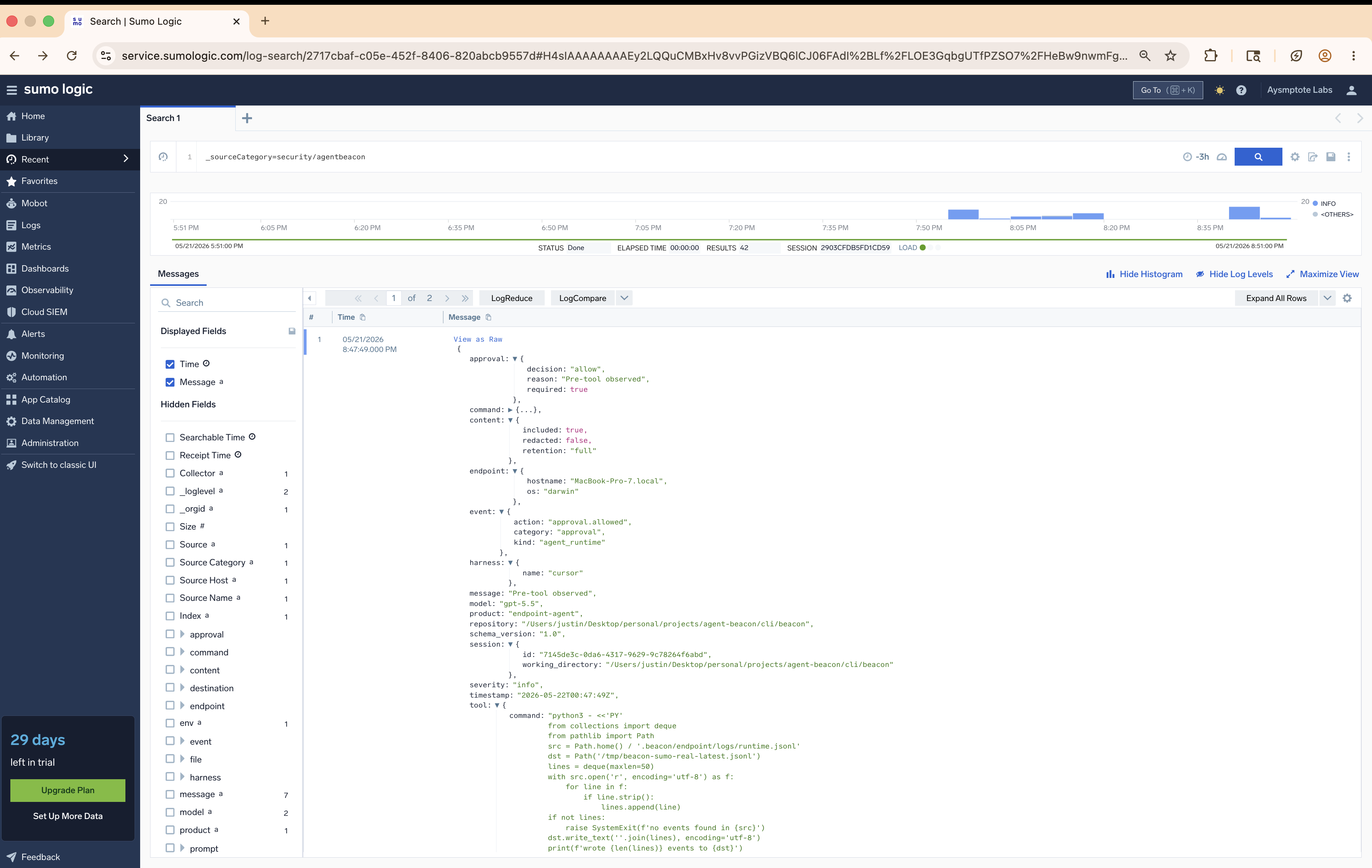 Sumo Logic sample log queries for Beacon endpoint events.