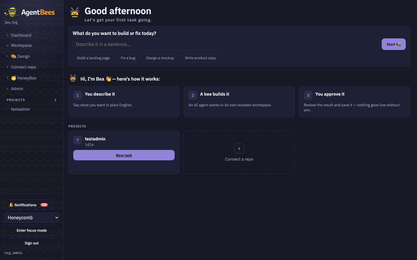 AgentBees dashboard