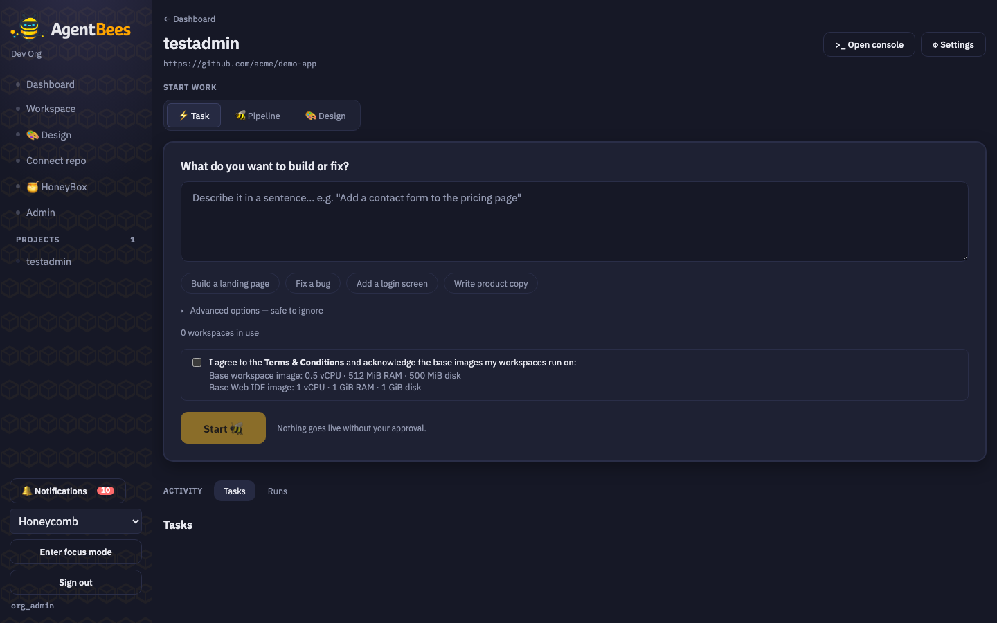 New Task composer