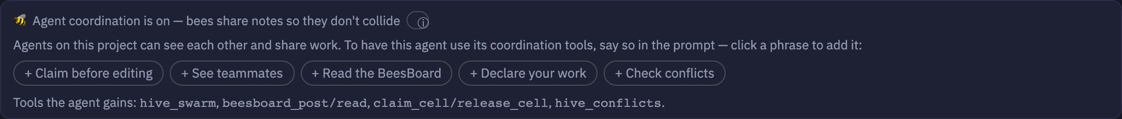 The Agent coordination control in the AgentBees New Task composer