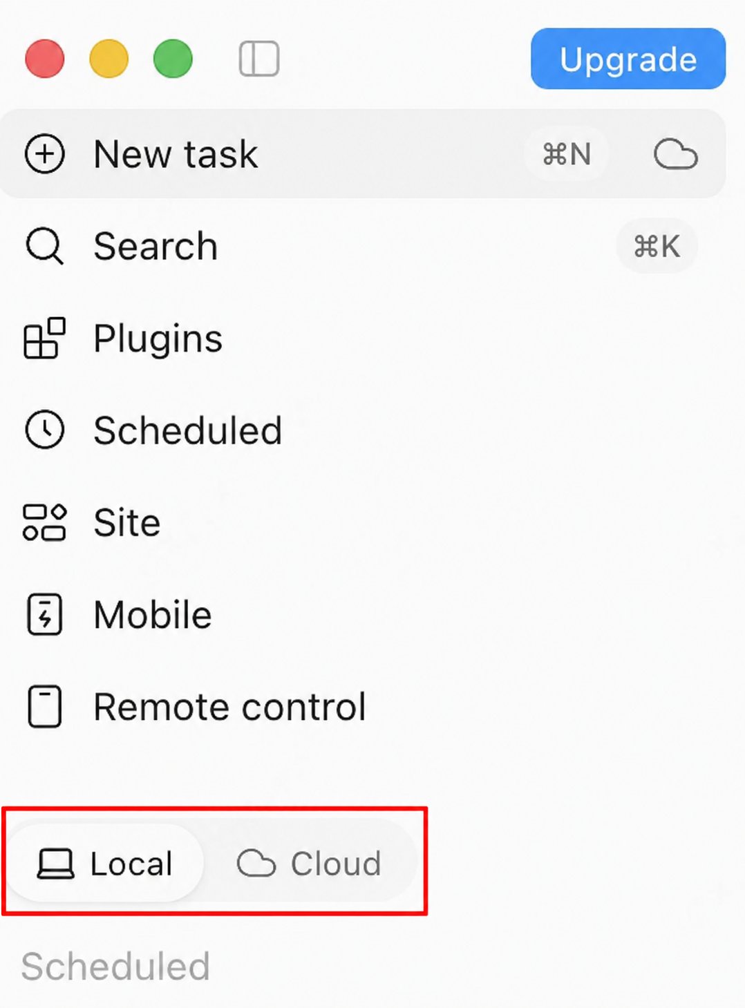 Local and cloud session list