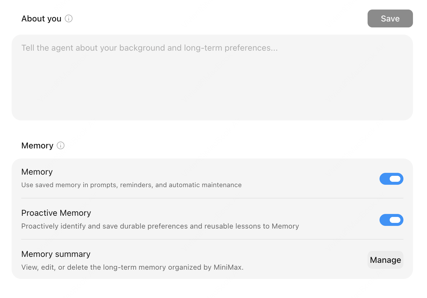 Memory management in personalization settings