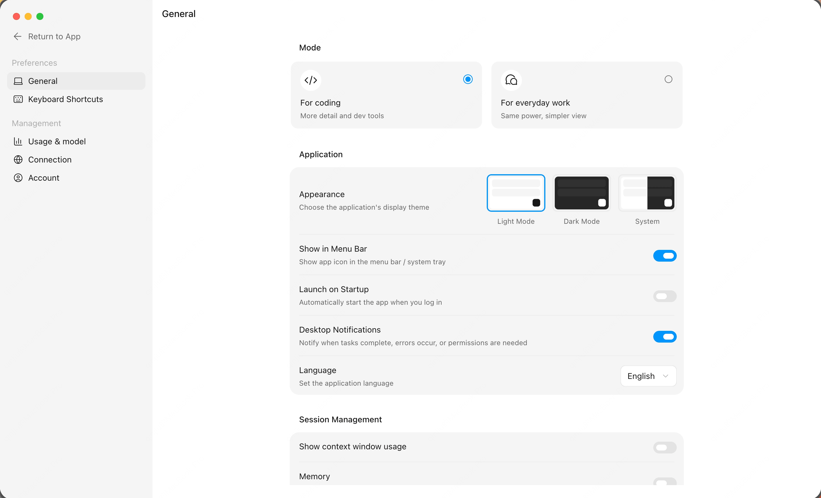 Coding and Work mode switch