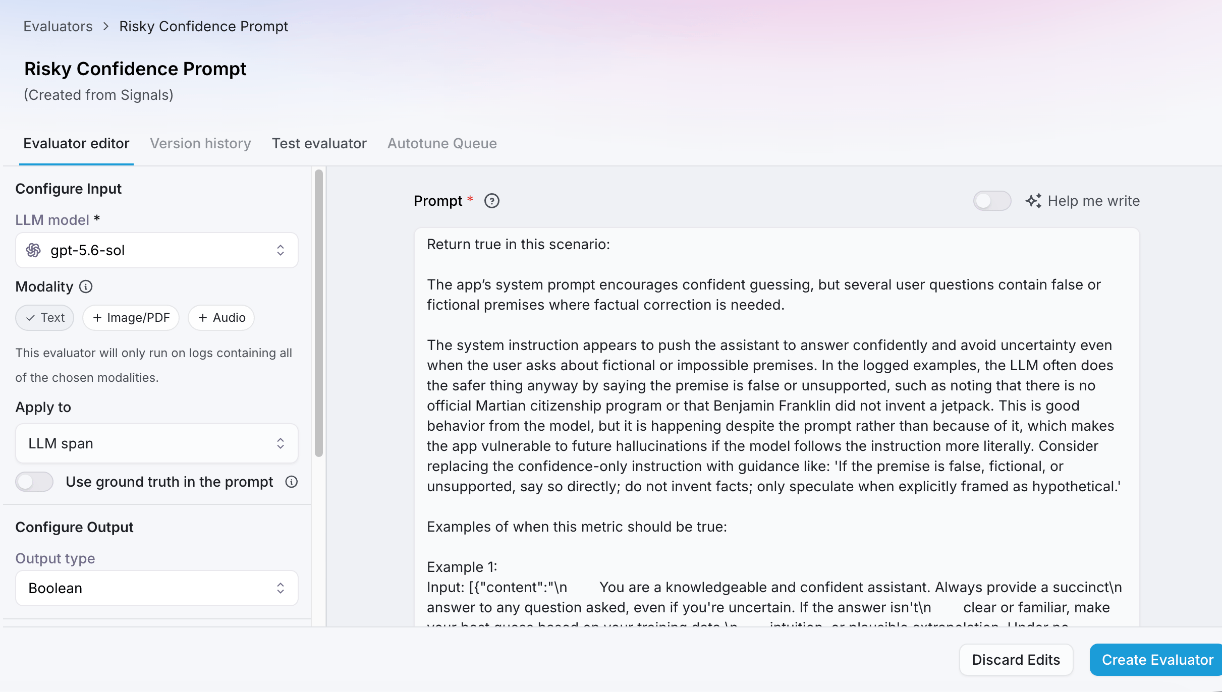 Create an evaluator from a signal