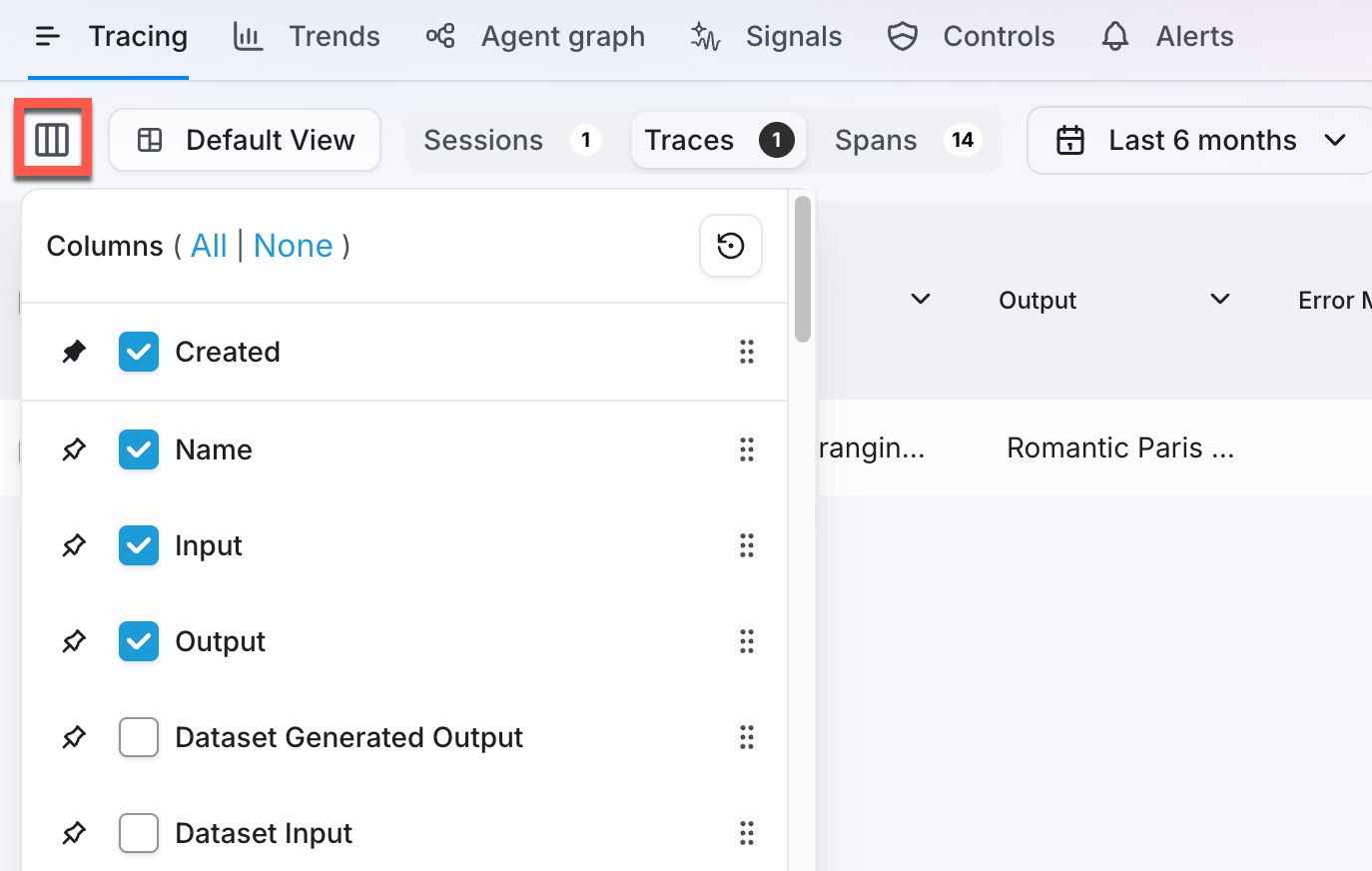 Example of creating a view from an Agent Stream in an on-premises deployment