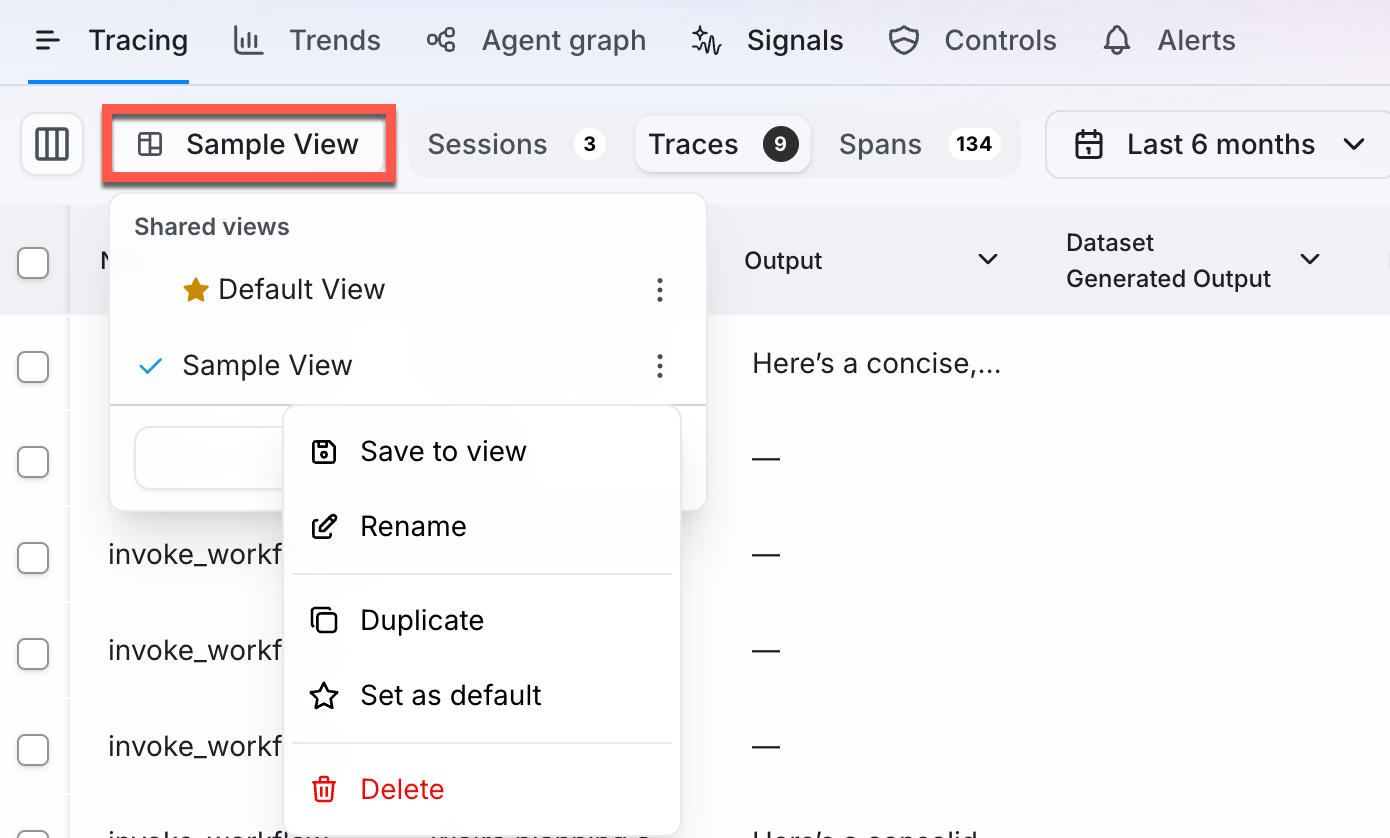 Example of managing a view from an Agent Stream in an on-premises deployment
