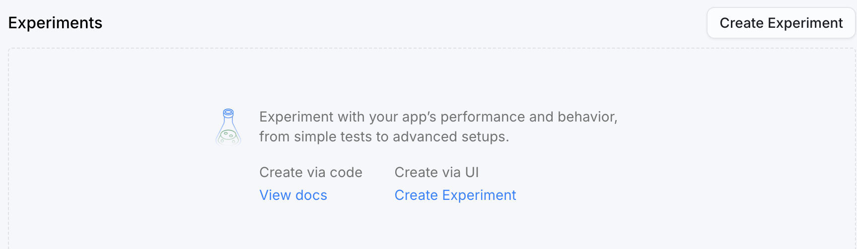 Create Experiment button