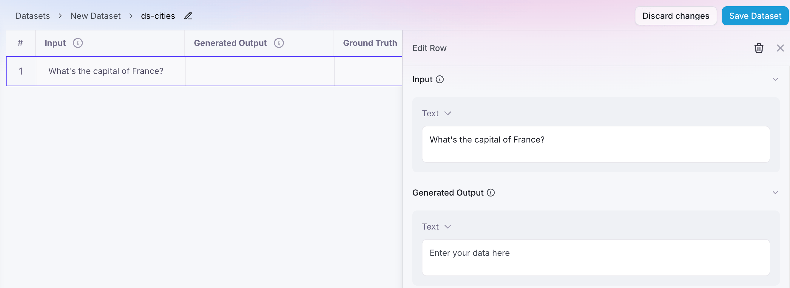 Dataset manual creation